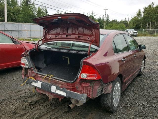 2HGFA15208H019597 - 2008 HONDA CIVIC DX RED photo 4