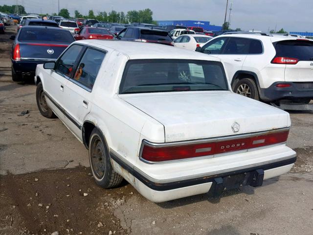 1B3XC56R2MD275975 - 1991 DODGE DYNASTY LE WHITE photo 3