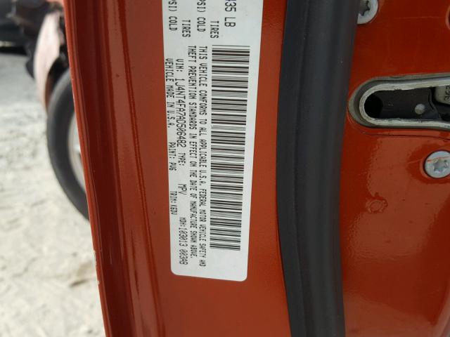 1J4NT4FA7AD506482 - 2010 JEEP COMPASS SP 橙色 照片 10