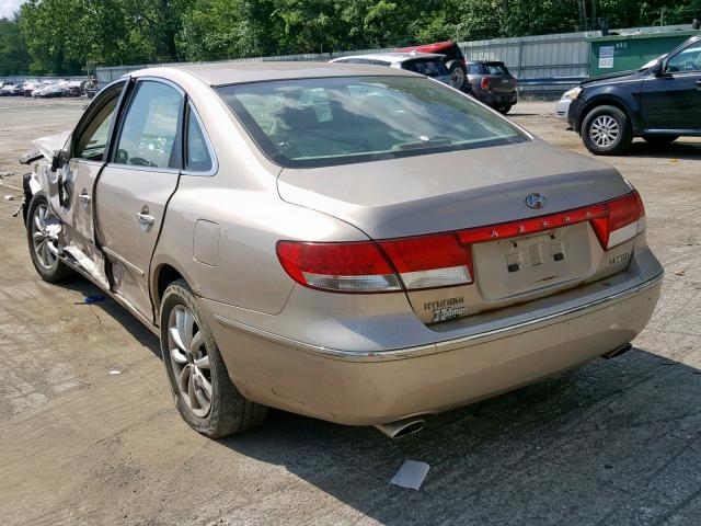 KMHFC46F76A035296 - 2006 HYUNDAI AZERA SE TAN photo 3