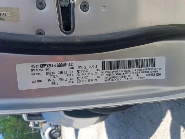 1J4NF1FB6BD218484 - 2011 JEEP COMPASS SP ვერცხლისფერი ფოტო 10