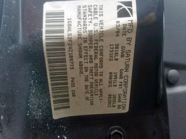 1G8AL52F24Z189773 - 2004 SATURN ION LEVEL GRAY photo 10