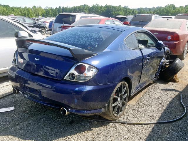 KMHHN65F16U229479 - 2006 HYUNDAI TIBURON GT BLUE photo 4