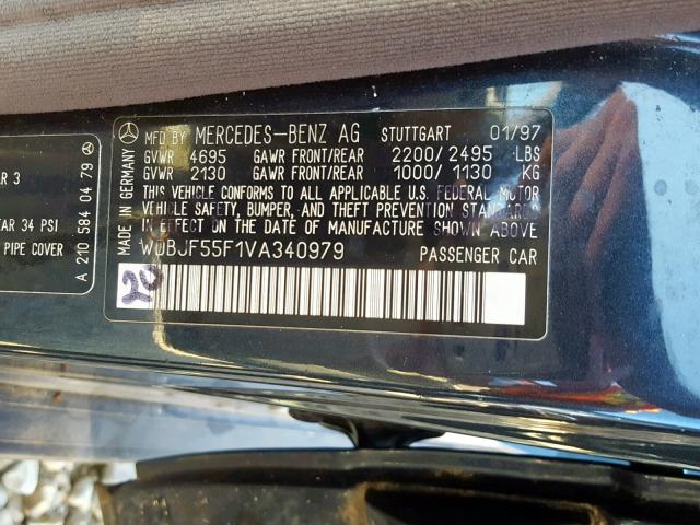 WDBJF55F1VA340979 - 1997 MERCEDES-BENZ E 320 BLUE photo 10