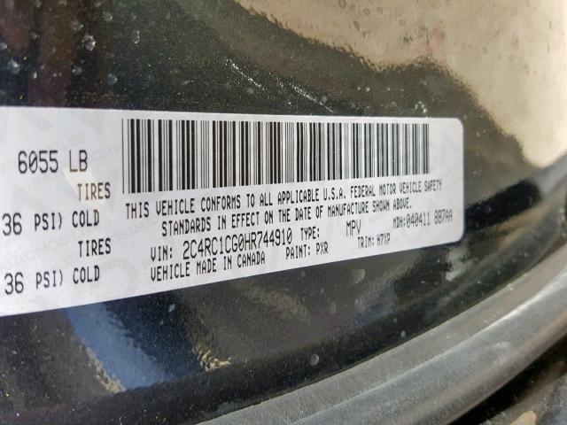 2C4RC1CG0HR744910 - 2017 CHRYSLER PACIFICA L 黑色 照片 10