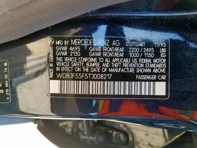 WDBJF55F5TJ008217 - 1996 MERCEDES-BENZ E 320 BLUE photo 10