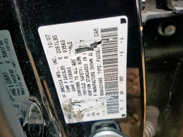 1HGCP26868A031665 - 2008 HONDA ACCORD EXL BLACK photo 10