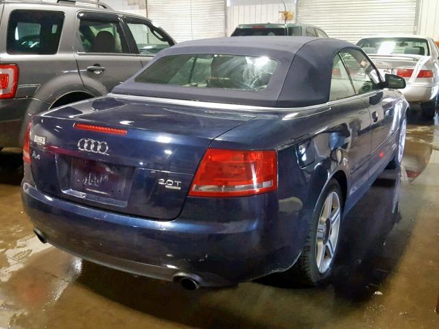 WAUDF48H17K018858 - 2007 AUDI A4 2.0T CA BLUE photo 4