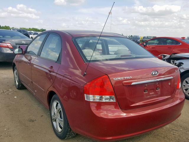 KNAFE221095592607 - 2009 KIA SPECTRA EX RED photo 3