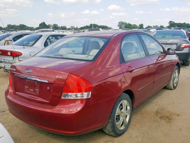 KNAFE221095592607 - 2009 KIA SPECTRA EX RED photo 4