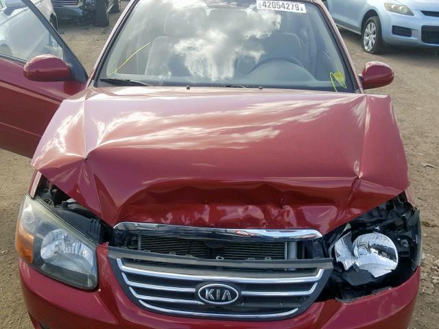 KNAFE221095592607 - 2009 KIA SPECTRA EX RED photo 7