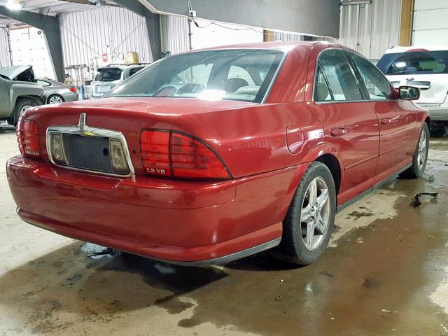 1LNHM87AX2Y672278 - 2002 LINCOLN LS RED photo 4