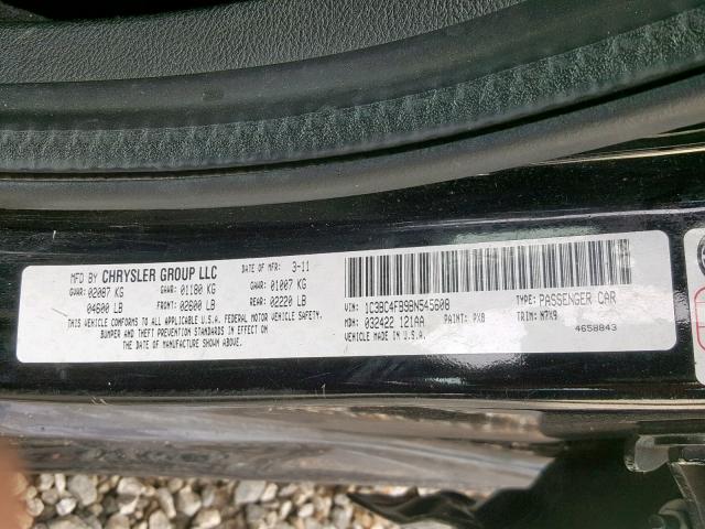 1C3BC4FB9BN545608 - 2011 CHRYSLER 200 LX BLACK photo 10