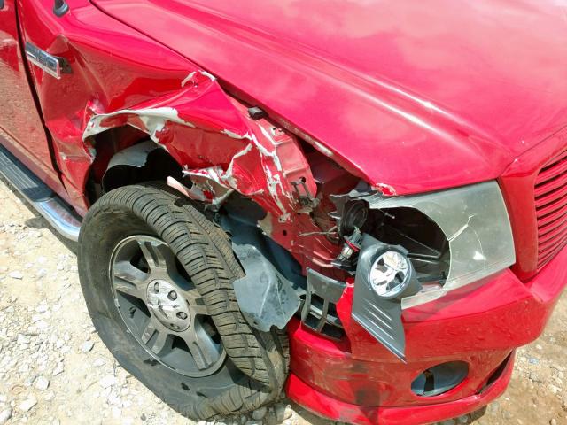 1FTPX12557NA33551 - 2007 FORD F150 RED photo 9