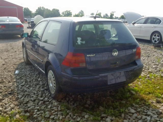 9BWBP21JX24054771 - 2002 VOLKSWAGEN GOLF GL TD BLUE photo 3