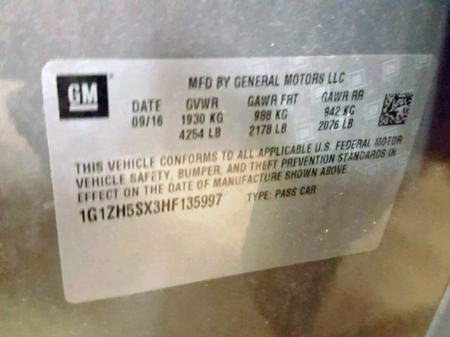 1G1ZH5SX3HF135997 - 2017 CHEVROLET MALIBU PRE GRAY photo 10