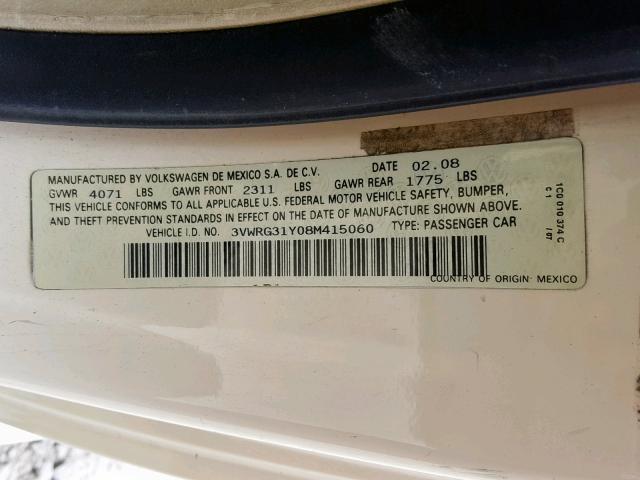 3VWRG31Y08M415060 - 2008 VOLKSWAGEN NEW BEETLE Creme Foto 10