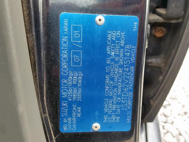 JS3TD62V224151478 - 2002 SUZUKI GRAND VITA BLACK photo 10