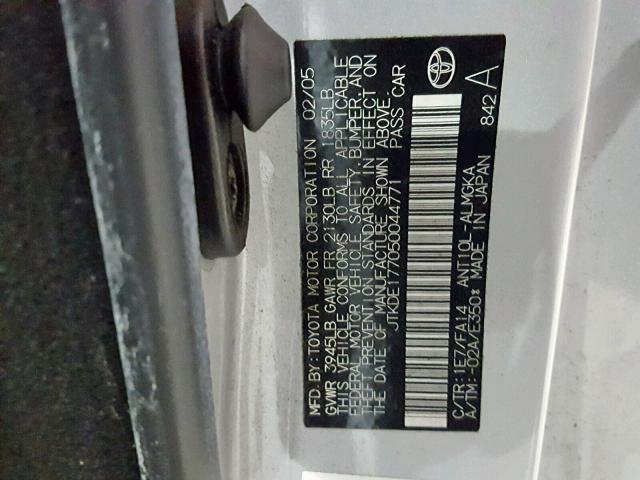 JTKDE177050044771 - 2005 TOYOTA SCION TC SILVER photo 10