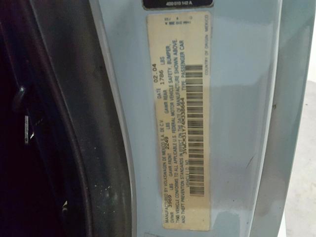 3VWCM31Y74M338664 - 2004 VOLKSWAGEN NEW BEETLE ლურჯი ფოტო 10