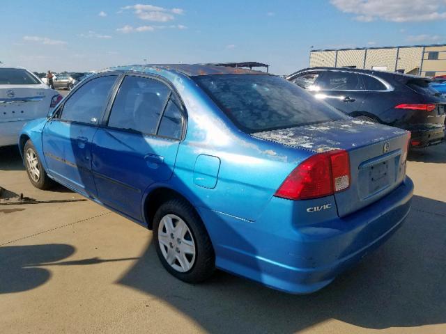 2HGES16405H503905 - 2005 HONDA CIVIC DX BLUE photo 3