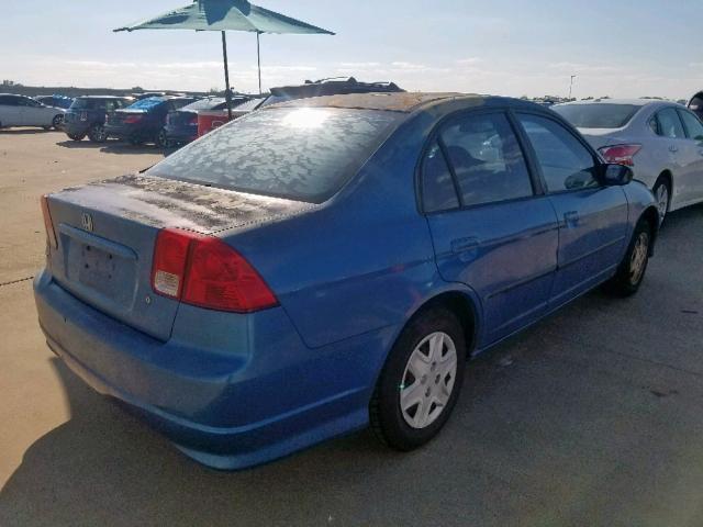 2HGES16405H503905 - 2005 HONDA CIVIC DX BLUE photo 4