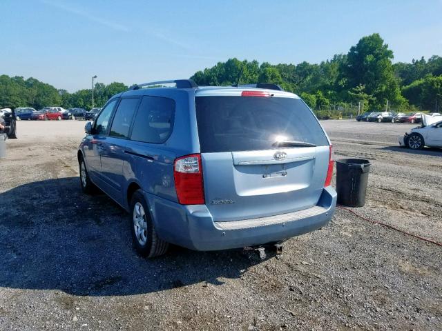 KNDMG4C34A6355293 - 2010 KIA SEDONA LX BLUE photo 3