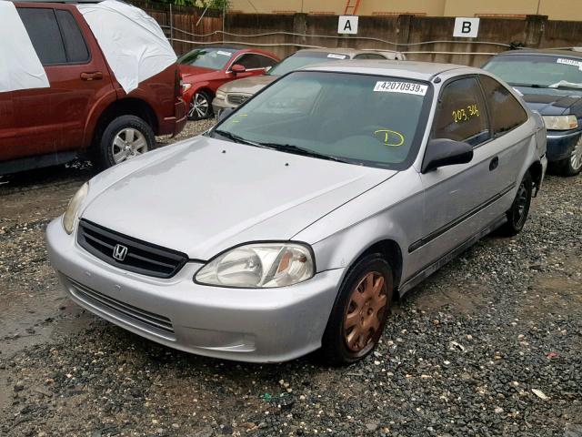 1HGEJ6221XL090192 - 1999 HONDA CIVIC DX SILVER photo 2