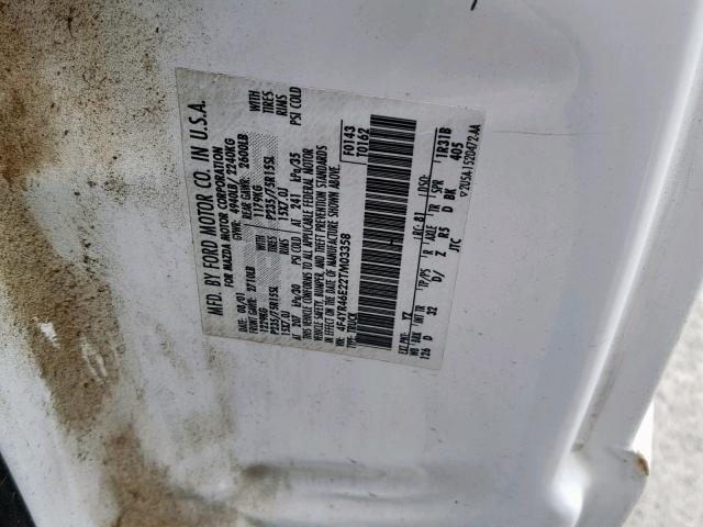 4F4YR46E22TM03358 - 2002 MAZDA B4000 CAB WHITE photo 10