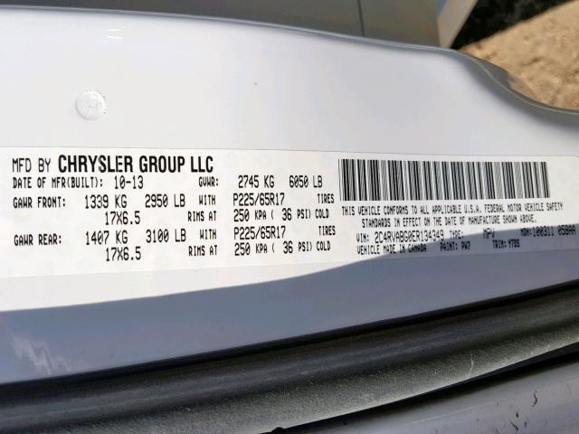 2C4RVABG0ER134349 - 2014 VOLKSWAGEN ROUTAN SE WHITE photo 10