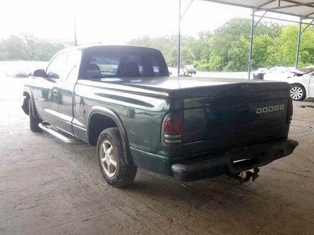 1B7GL22X0YS600206 - 2000 DODGE DAKOTA GREEN photo 3