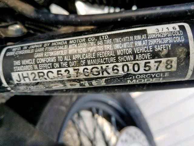 JH2RC5376GK600578 - 2016 HONDA VT750 C2B SILVER photo 10