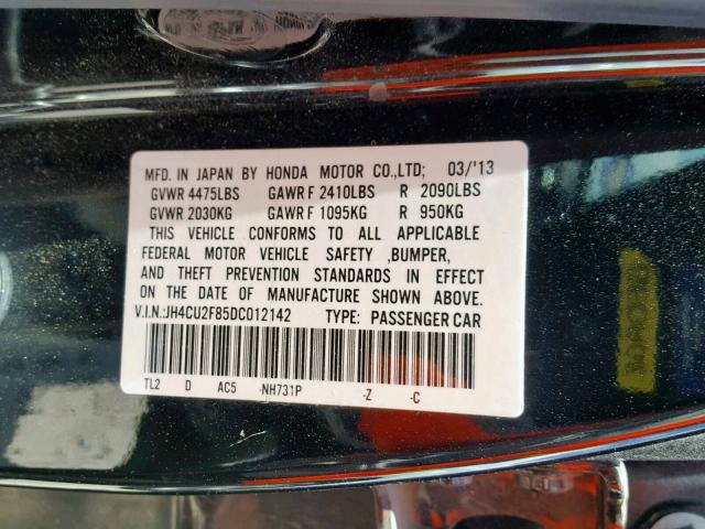 JH4CU2F85DC012142 - 2013 ACURA TSX SE BLACK photo 10