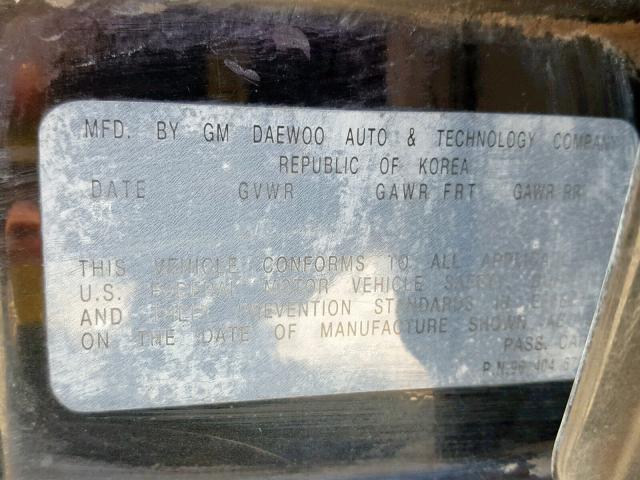 KL1TD62655B495272 - 2005 CHEVROLET AVEO BASE Қара фото 10