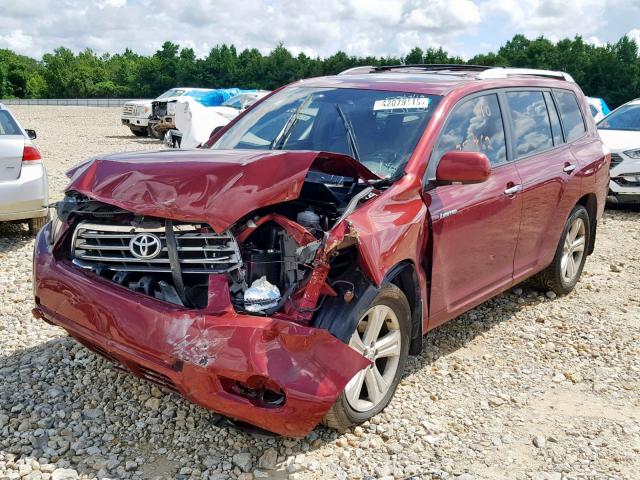 JTEES42A882015824 - 2008 TOYOTA HIGHLANDER RED photo 2