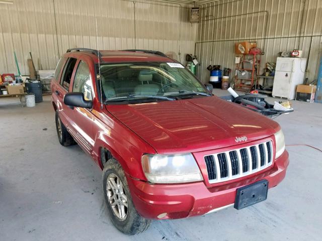 1J4GW48N34C104467 - 2004 JEEP GRAND CHER RED photo 1