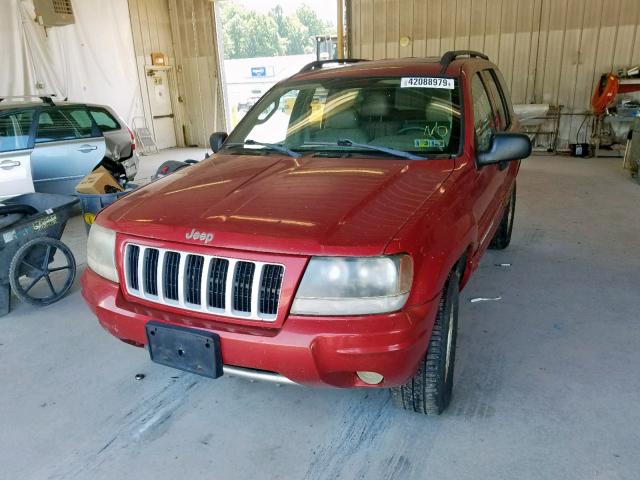 1J4GW48N34C104467 - 2004 JEEP GRAND CHER RED photo 2