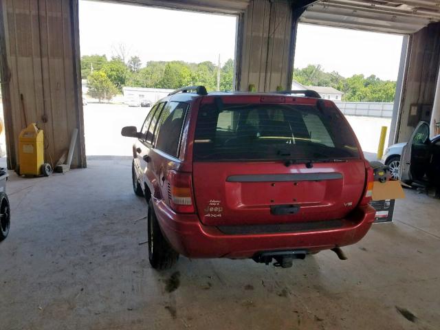 1J4GW48N34C104467 - 2004 JEEP GRAND CHER RED photo 3