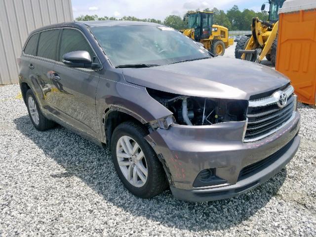 5TDZARFH1FS011973 - 2015 TOYOTA HIGHLANDER GRAY photo 1