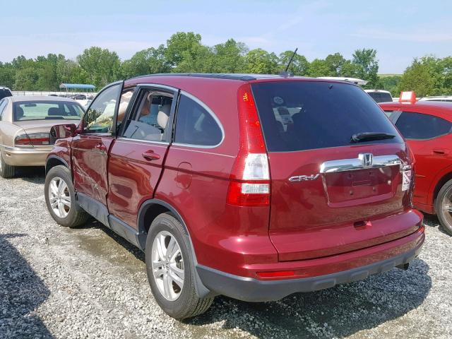 5J6RE4H79BL019465 - 2011 HONDA CR-V EXL MAROON photo 3