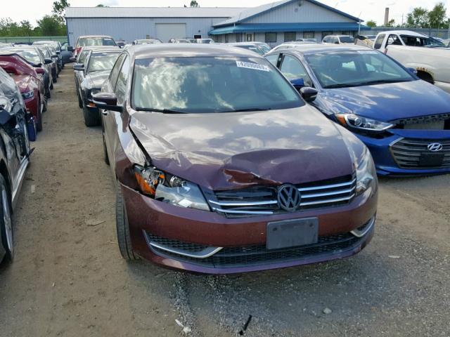 1VWAH7A38DC099456 - 2013 VOLKSWAGEN PASSAT S MAROON photo 1