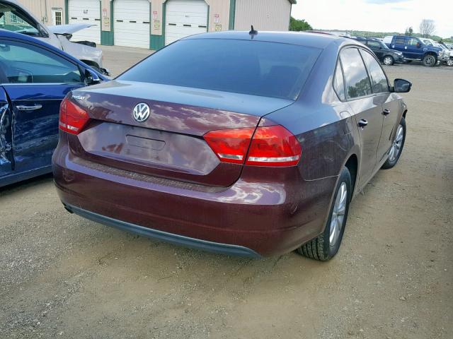 1VWAH7A38DC099456 - 2013 VOLKSWAGEN PASSAT S MAROON photo 4