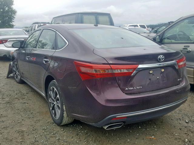 4T1BK1EB5JU285030 - 2018 TOYOTA AVALON XLE BURGUNDY photo 3