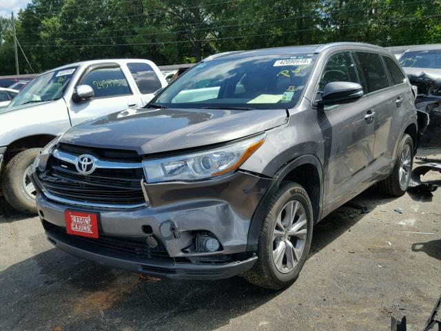 5TDKKRFH9FS114220 - 2015 TOYOTA HIGHLANDER GRAY photo 2