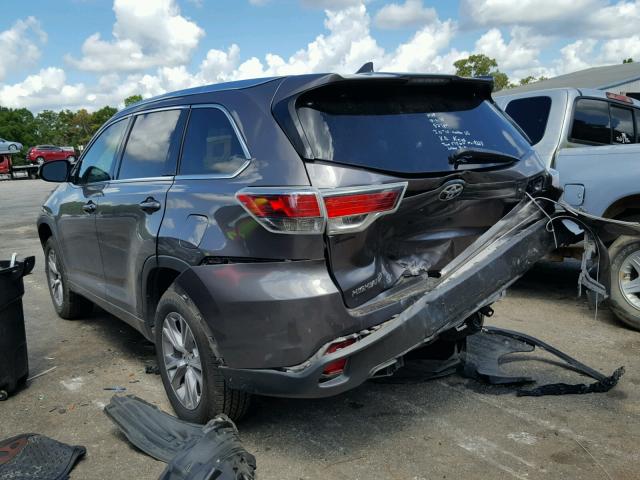 5TDKKRFH9FS114220 - 2015 TOYOTA HIGHLANDER GRAY photo 3