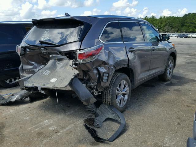 5TDKKRFH9FS114220 - 2015 TOYOTA HIGHLANDER GRAY photo 4