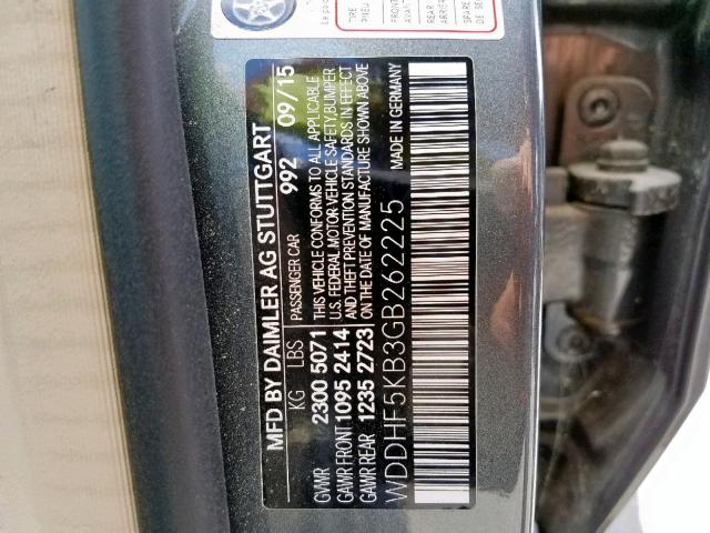 WDDHF5KB3GB262225 - 2016 MERCEDES-BENZ E 350 CHARCOAL photo 10