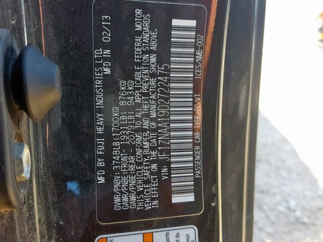 JF1ZNAA19D2722475 - 2013 TOYOTA SCION FR-S BLACK photo 10