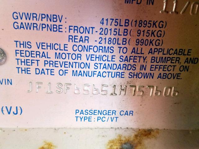 JF1SF65651H757606 - 2001 SUBARU FORESTER S Gümüş foto 10