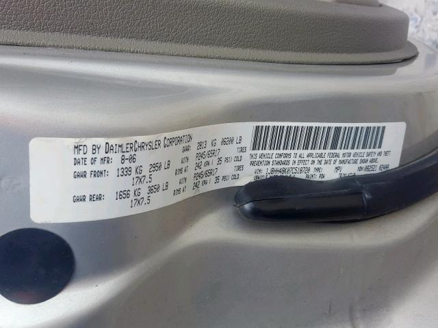 1J8HH48K07C518720 - 2007 JEEP COMMANDER 银色 照片 10